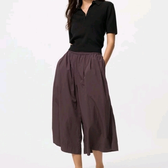 Uniqlo Nylon Culottes M Brown Wide Leg - Picture 3 of 6
